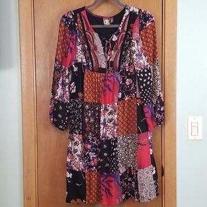 Anthropologie One September Patchwork Prin Dress M
